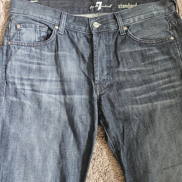 7 For All Mankind Standard Jeans Mens Size 34 (35x34) Button Fly - Picture 4 of 13